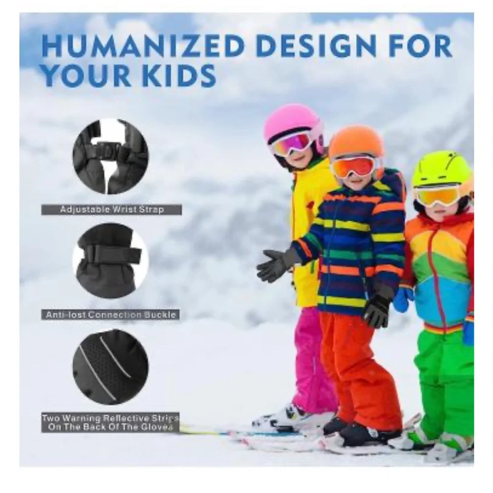 Waterproof Winter Cold Weather Ski Gloves for Boys & Girls 3M Thinsulate Warm